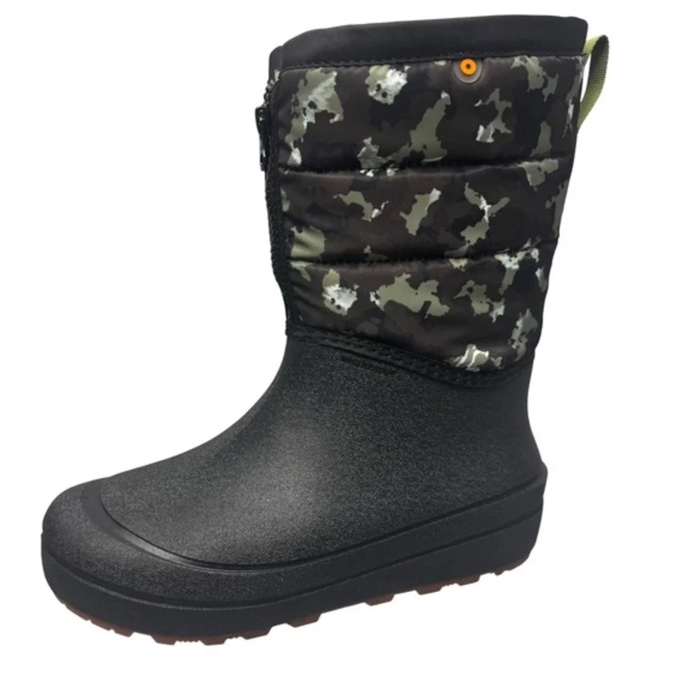 NEW Bogs Snow Shell Zip CT Kids Size 6 Black Multi Camo Waterproof Winter Boots